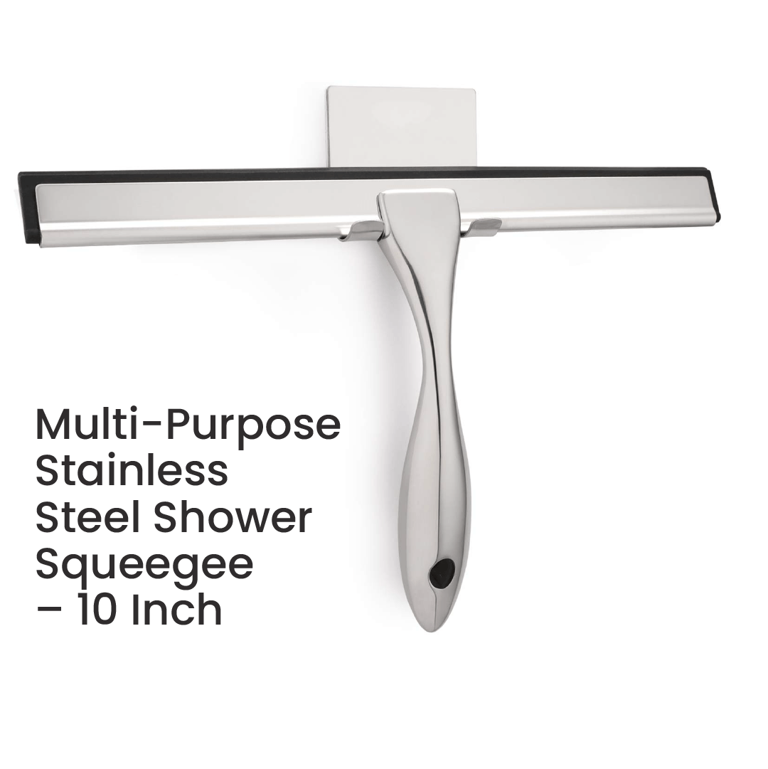 Multi-Purpose Stainless Steel Shower Squeegee – 10 Inch